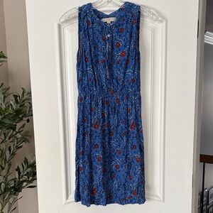 LOFT Blue and Red Floral Dress